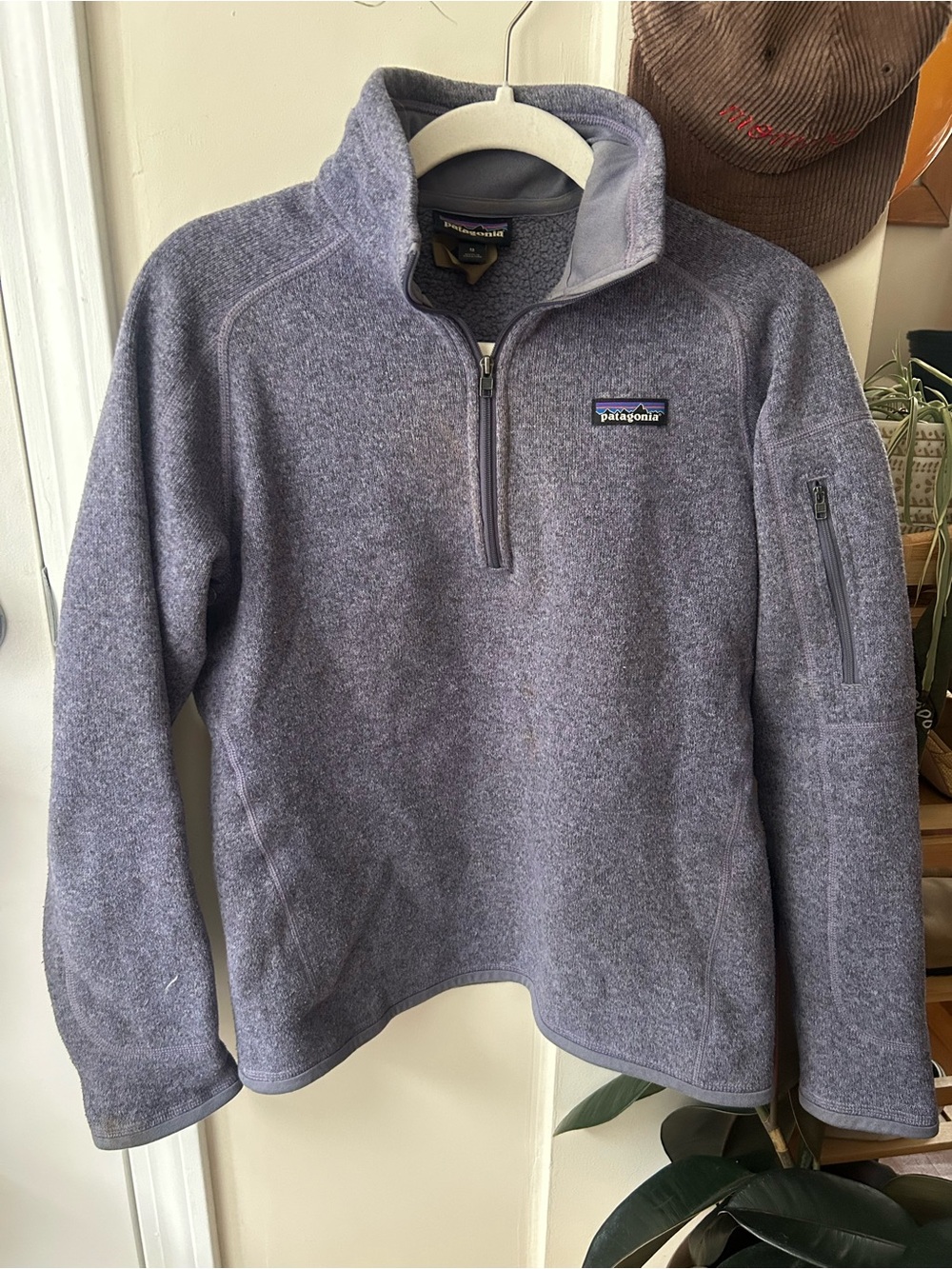 Patagonia Women's Half-Zip Fleece Sweater in Heather Lavender Gray